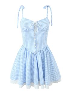 Salty Kisses // Dress – STRANGERS & LOVERS Blue Gingham Mini Dress, Light Blue Dress Casual, Wacky Fashion, Sunny Beach Day, Dorothy Dress, Halloween Fits, Blue Gingham Dress, Plaid Mini Dress, Kiss Dress