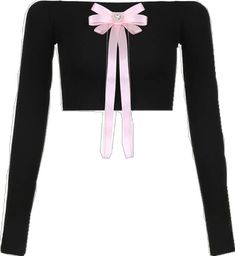 Cute Black Party Tops, Cute Party Tops With Bow, Cute Party Tops With Bow Detail, Valentine's Day Black Long Sleeve Tops, Black Long Sleeve Tops For Valentine's Day, Ribbon Heart, Heart Top, Heart Pattern, Black Ribbon