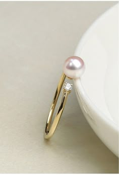 Luxury Delicate Yellow Gold Pearl Ring, Pearl Promise Ring, Pearl Jwellary, Pearl Ring Designs Unique, Simple Rose Gold Ring, Cute Promise Ring, Pearl Promise Rings, Rose Gold Ring Simple, Promise Ring Simple