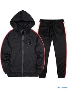 OrcaJump - Mens Two-Piece Solid-Color Hoodie Set - Green, Light Grey, Dark Grey, Black - Sports & Outdoor Daily Wear Winter Cotton Tracksuit With Moisture-wicking, Winter Cotton Moisture-wicking Tracksuit, Winter Moisture-wicking Cotton Tracksuit, Winter Sports Hooded Tracksuit, Black Hooded Tracksuit For Winter, Winter Hooded Tracksuit For Sports, Black Winter Tracksuit For Leisure, Black Hooded Winter Tracksuit, Black Hooded Tracksuit For Gym