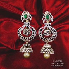 Jhumka Diamond, Silver Jhumkas Indian, Diamond Ornaments, Silver Jhumkas, Silver Market, Earrings Indian, Jewelry Catalog, Silver Collection, All Gems