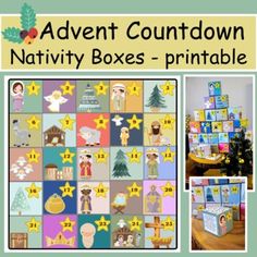 a collage of nativity boxes - printables