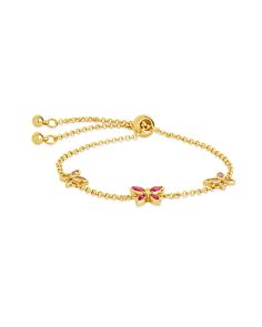 Transform your style with the exquisite elegance of the Caria Bolo Bracelet. Adorned with a delicate butterfly and shimmering CZ stones, this adjustable bracelet adds a touch of luxury to any ensemble. Elevate your look and capture attention with this one-of-a-kind piece. Materials: 14K gold or rhodium plated brass, cubic zirconia Features: Measures 9" length, 0.25" & 0.35" charms, 1.5mm chain, 3.5mm & 4.5mm CZ stones, Lead & Nickel free, bolo/sliding knot- one size fits most Adjustable Gold Butterfly Jewelry, Adjustable Butterfly Gold Jewelry, Adjustable Butterfly Shaped Yellow Gold Jewelry, Adjustable Rose Gold Jewelry With Butterfly Charm, Rose Gold Adjustable Jewelry With Butterfly Charm, Adjustable Gold Bracelets With Butterfly Clasp, Elegant Adjustable Bracelets With Butterfly Charm, Delicate Adjustable Yellow Gold Charm Bracelet, Adjustable Dainty Butterfly Bracelet