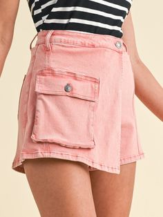 The Lucia Denim Cargo Skort is such a pretty color! Featuring a wrap detail, stretch lyocell fabric, and a cargo pocket. Pair this with any of your favorite tops for the cutest outfit this summer!! Lyocell Fabric, Athleisure Shoes, Denim Cargo, Cool Graphic Tees, Cargo Pocket, Denim Jumpsuit, Bottom Clothes, Baby & Toddler Clothing, Cardigan Tops