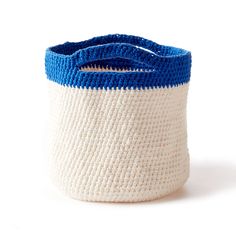 a white and blue basket on a white background