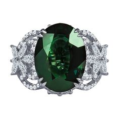 14.14 carat natural oval cut green sapphire with 1.23 carat total weight in marquise diamonds & 0.70 carat total weight in round brilliant cut diamonds. Set in an 18k white gold semi mount. Green sapphire comes with GRS report included. Ring size 6.5, may be resized to larger or smaller upon request. Luxury Green Marquise Diamond Ring, Vintage Tiara, Tiaras Jewellery, Green Sapphire Ring, Marquise Shape Diamond, Green Sapphire, Royal Jewelry, Marquise Diamond, Platinum Ring