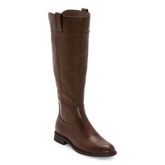 Embrace timeless style with Frye & Co. women's Giovanna riding boots. The EVA cushioning offers comfort and side zipper makes it easy to wear. Featuring a sleek silhouette and flat heel, these boots are perfect for pairing with any outfit. Features: Cushioned, ComfortClosure Type: ZipperFootwear Technology: Eva CushioningShaft Circumference: 16 InchesBoot Shaft Height: 15 3/4 InchesShoe Heel Height: 1 InchUpper/Outer Base Material: 100% PolyurethaneShoe Lining Material: Polyester, Polyuretha Brown Knee-high Moto Boots For Workwear, Brown Wide Calf Knee-high Boots For Riding, Wide Calf Knee-high Riding Boots, Brown Winter Riding Knee-high Boots, Wide Calf Riding Knee-high Boots For Winter, Brown Knee-high Riding Boots For Fall, Brown Riding Boots For Winter, Winter Riding Boots In Brown, Classic Knee-high Riding Boots For Fall