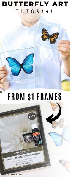 the butterfly frame is being used to make an art project