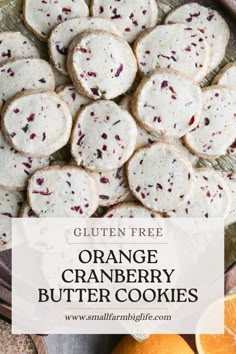 orange cranberry butter cookies with text overlay