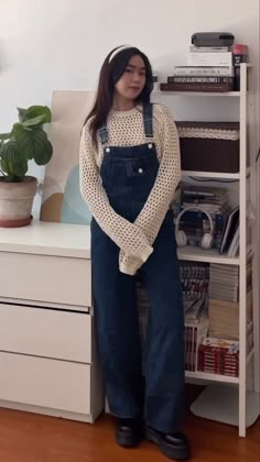 Coquette Overalls Outfit, Lo Fi Aesthetic Outfits, Cute Proffesional Clothes, Coquette Outfit Mid Size, Bell Sleeves Outfit, Avant Basic Aesthetic, 50 Degree Weather Outfit Spring, 30 Degree Weather Outfit, Decent Outfits