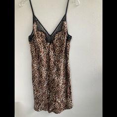 Nwt Victoria’s Secret Chemise Nighty 100% Sateen Polyester (Silk Feel) Black Lacey Trim W/ Black Lacy Panel Down Back Pretty Leopard Print Fabric Top Of Bodice To Hem=25” Victoria's Secret Sleepwear With Built-in Bra, Fitted Leopard Print Sleepwear For Loungewear, Victoria's Secret Cami Sleepwear For Loungewear, Fitted Victoria's Secret Nightgown For Night Out, Victoria's Secret Lace Trim Sleepwear For Date Night, Victoria's Secret Sleepwear For Date Night, Fitted Camisole Sleepwear For Date Night, Summer Date Night Camisole Sleepwear, Leopard Print Fabric