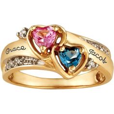 Make this beautiful Personalized Keepsake Be Mine Promise Ring with Birthstones something completely unique when you choose the stone colors and engraving you prefer. It features two heart-shaped stones that can be customized with your choice of simulated or genuine birthstones. The stunning birthstones in the center of this personalized promise ring are surrounded by complementing CZ accent stones. There are two areas to engrave names, dates or even a special message, up to 12 characters. You a Mothers Ring 3 Stone, Ring Pic, Personalized Promise Rings, Rings Birthstone, Rings Cheap, Rings Pandora, Unique Promise Rings, Favorite Engagement Rings, Mothers Ring