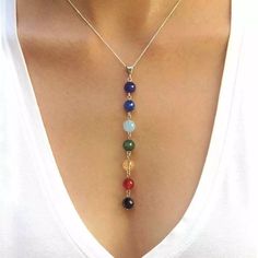 Handmade 7 Chakra Gem Stone Beads Necklace. For Yoga Reiki Healing And Balancing . Gothic Choker Necklace, Chakra Beads, Chakra Pendant, Chakra Necklace, Stone Beaded Necklace, Chakra Jewelry, 7 Chakra, Beaded Pendant Necklace, 7 Chakras