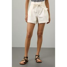 White (97% Cotton, 3% Spandex). Shorts. Front zipper closure. 4" inseam. 15" rise. 16" leg opening. Imported. Chic White Bermuda Shorts For Day Out, Chic Cotton Bottoms With Short Inseam, Fitted Bermuda Shorts For Spring Day Out, Fitted Bermuda Shorts With Belt Loops For Spring, Chic Fitted High Waist Bermuda Shorts, Chic Bermuda Shorts For Day Out, Spring High-waisted Bermuda Shorts With Belt Loops, Chic Short-leg Cotton Bottoms, Fitted Bermuda Shorts For Day Out