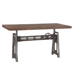 Artezia Industrial Teak Crank Coffee Table - World Interiors Adjustable Desk Home Office, Industrial Conference Table, Industrial Furniture Desk, Wood Standing Desk, Industrial Office Desk, Drafting Table, Industrial Desk, Vintage Industrial Furniture, Grey Desk