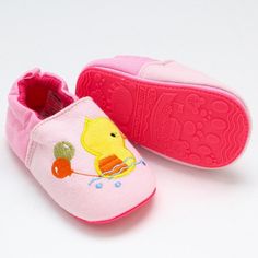 Baby Non-Slip Duckling Cartoon Printed Flats Shoes - PrettyKid Cute Non-slip Booties For Playtime, Cute Non-slip Spring Slippers, Cute Non-slip Slippers For Spring, Cute Pink Booties With Rubber Sole, Casual Pink Non-slip Booties, Playful Round Toe Slippers For Spring, Pink Booties With Soft Sole For Playtime, Playful Pink Non-slip Booties, Cute Booties For First Birthday In Spring