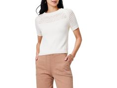 NIC+ZOE Placed Crochet Sweater Tee - Women's Sweater : Classic Cream : Add an artful twist to your warm wardrobe collection with this chic pullover NIC+ZOE Placed Crochet Sweater Tee. Made from cotton, this soft faux crochet top features a round neckline and short raglan sleeves. Straight hem sits at the hip. 100% cotton. Hand wash. Imported. Crochet Sweater, Product Reviews, Raglan Sleeve, Women's Sweater, Round Neckline, Womens Tees, Crochet Top, Sweaters For Women, Hand Wash