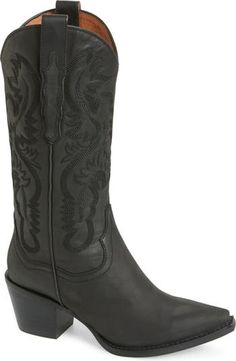 Jeffrey Campbell Dagget Western Boot | Nordstrom Knee High Western Boots, Jeffrey Campbell Boots, Boots Nordstrom, Black Cowboy Boots, Black Cowboy, Womens Combat Boots, Western Boots Women, Pointed Toe Boots, Western Boot