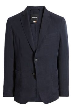 A linen-kissed blend furthers the relaxed versatility of a sport coat that's ideal for casual, warm-weather occasions. Front button closure Notched lapels Front patch pockets 74% recycled lyocell, 26% linen Dry clean Made in Turkey Tailored Linen Blazer With Patch Pockets, Blue Linen Blazer For Workwear, Blue Linen Sport Coat For Work, Blue Linen Sport Coat With Welt Pockets, Classic Blue Linen Sport Coat, Blue Linen Business Blazer, Unstructured Sport Coat For Business In Spring, Unstructured Sport Coat For Spring Business, Blue Linen Blazer For Business