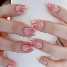 Temporary Nail Art Designs, Korean Art Nails, Short 2024 Nails, Nail Art Kuku Sehat, Inspo For Nails, Short Nails Nail Art Simple, Temporary Nail Extensions, Natural Nail Gel Manicure, Debut Nails