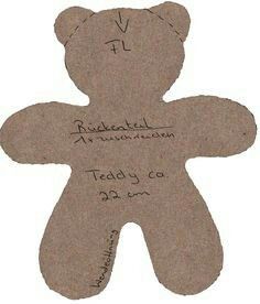 a brown teddy bear with writing on it's back and the bottom part of its body