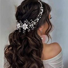 Super Cute And Stylish Ships In 5-10 Business Days Bridal Hair Vine Headband, Bridal Floral Headpiece Hair Down, Hair Accessories For Wedding The Bride, Wedding Hairstyles Half Up Half Down With Flower Crown, Bridal Hair Headband, Wedding Hair With Flowers, Blonde Bridal Hair, Beaded Hairband, Wedding Hairdos