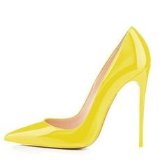 Patent Leather Almond Toe Court Shoes For Parties, Yellow Closed Toe Formal Court Shoes, Yellow Pointed Toe Court Shoes For Formal Occasions, Yellow Closed Toe Court Shoes For Formal Occasions, Yellow Pointed Toe Party Court Shoes, Yellow Court Shoes For Spring Party, Yellow Pointed Toe Court Shoes For Party, Yellow High Heel Court Shoes For Party, High Heel Yellow Court Shoes For Party