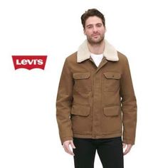 New W Tags $225 Men Large Color Tan The Levi's Bedford Corduroy Utility Jacket With Sherpa Collar Will Become Your New Favorite Outer Layer In No Time! This Zip-Front Coat Features Four Front Snap Patch Pockets, Hidden Interior Pocket, And Diamond Quilted Interior. Long-Sleeved Jacket Includes Lay-Down Collar, Logo Tab At Left Chest Pocket And Side-Entry Pockets Behind Two Lower Snap Pockets Lightly Insulated. 100 % Cotton Machine Washable Pit To Pit 23.5" Length 29" Levi's Cotton Outerwear With Flap Pockets, Levi's Cotton Outerwear With Corduroy Collar, Levi's Brown Winter Outerwear, Levi's Cold Weather Outerwear With Pockets, Levi's Outerwear With Pockets For Cold Weather, Levi's Brown Outerwear With Pockets, Levi's Long Sleeve Utility Jacket For Winter, Levi's Long Sleeve Winter Utility Jacket, Levi's Outerwear With Pockets For Fall