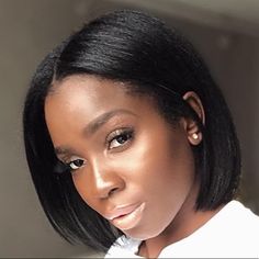 10” SHORT BLACK BOB HUMAN HAIR STRAIGHT LACE-FRONT Bobcut Hairstyles Short For Black Women, Relaxed Bob Black Women, Relaxed Hair Bob, Short Bob Natural Hair Black Women, For Black Women Hairstyles, Natural Hair Bob, Silk Press Natural Hair, Dope Hairstyles, Silk Press