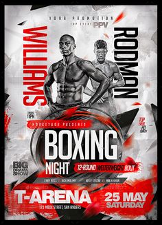 a flyer for a boxing event with two men on the front and one man on the back