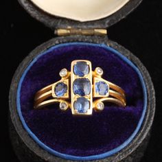 Maximalism meets minimalism, this Victorian ring features a bold cruciform arrangement of sapphires accented with rose cut diamonds. Antique Mens Rings, Victorian Wedding Ring, Jewelry Mood Board, Antique Rings Victorian, Vintage Sapphire Ring, Victorian Ring, Rosecut Diamond Ring, Shiny Objects, Victorian Rings