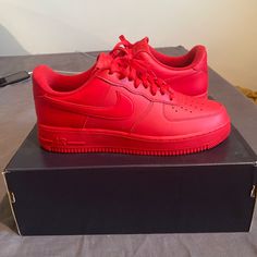 Brand New Never Worn Nike Air Force 1 Triple Red Men’s 9.5 Nike Air Force 1 Synthetic With Red Sole, Red Nike Air Force 1 For Streetwear, Nike Air Force 1 Low-top Leather With Red Sole, Red Casual Sneakers, Red Nike Air Force 1 Synthetic For Sports, Red Synthetic Nike Air Force 1 Sneakers, Red Nike Air Force 1 With Cushioned Footbed, Red Synthetic Nike Air Force 1 For Sports, Red Synthetic Nike Air Force 1