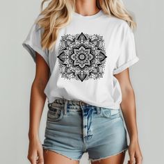 Aesthetic Mandala Sweatshirt, Trendy Boho Shirt, Spiritual Astrology Hoodie, Vintage Graphic Tee,Celestial Yoga Gift,Summer Beach Shirt,R106 ♥️ WELCOME ♥️ Looking for super soft, comfy, and high-quality clothes for your special days or loved ones? You've come to the right place! We absolutely love what we do and are dedicated to making your shopping experience just perfect. If you have any questions about our products, don't hesitate to reach out. We're here to help and will get back to you as s Casual White Top For Festival, Casual Printed Tops For Festival, Trendy White Festival T-shirt, Trendy White T-shirt For Festivals, White Graphic Print Top For Festival, White Relaxed Fit Tops For Festival, White Relaxed Fit T-shirt For Festival, White Bohemian T-shirt With Letter Print, Bohemian White Shirt With Graphic Print