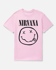 Everyone will know what you're listening to when you show off your taste in music with this officially licensed Pink Nirvana Smiley Face T Shirt! Suit up in this stylish tee and you'll always be showing your fandom. Officially licensed Exclusively at Spencer's Crew neck Short sleeves Material: Cotton Care: Machine wash; tumble dry low Imported This tee is Unisex Sizing only For a fitted look, order one size smaller than your regular size Smiley Face Shirts, Pink Nirvana, Smiley Face T Shirt, Hot Pink Nirvana Sweatshirt, Pink Nirvana Crewneck, Casual Pink T-shirt With Smiley Face, Nirvana Smiley Face, Pink Short Sleeve T-shirt With Smiley Face, Affordable Fun Smiley Face T-shirt