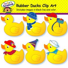 rubber ducks clip art with hats and scarves for children to use on their crafts