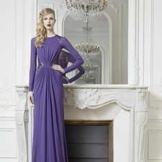 Step Into Elegance With This Zuhair Murad Gown. Made In Italy, Its Violet Purple Hue, Long Sleeves, And Fully-Lined, Full-Length Silhouette Exude Sophistication. Embroidered And Beaded Throughout, It's A Masterpiece Of Craftsmanship. Please See My Other Listings For More Rare Luxury Finds. Size 8 Usa, 40 France, 12 Uk, 44 Italy Measurements: Bust- 35'’ Waist- 28” Hips- 40” Length- 66” From Shoulder To Hem In The Front, 75 At Back. Fabric: 65% Acetate, 35% Nylon Made In Italy About Zuhair Murad: Pre-draped Long Sleeve Wedding Gown, Luxury Maxi Gown With Sweep Train, Luxury Maxi Length Gown With Sweep Train, Pre-draped Embellished Evening Dress, Luxury Purple Floor-length Gown, Luxury Purple Evening Dress For Wedding, Luxury Purple Wedding Evening Dress, Pre-draped Floor-length Evening Gown, Evening Floor-length Pre-draped Gown