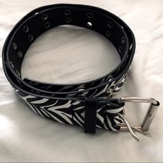 Black & White Stunning Zebra Style Belt W/ Double Loops! Excellent Condition, Never Worn! Zebra Belt, Scene Belt, Zebra Print, Belts, White Black, White And Black, Women Accessories, Black White, Black And White