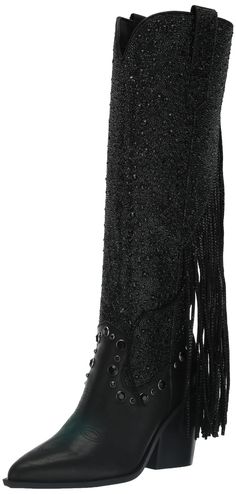 PRICES MAY VARY. Steve Madden Womens Heeled western boot All over rhinestone embellished Embellished fringe on back of the boot Pull-on Silver Sequin With Black Cowboy Boots, Black Boots Fringe, Black Cowgirl Boots Steve Madden, Steve Madden Bling Boots, Steve Madden Crystal Boots, Western Boots With Rhinestone Fringe For Fall, Western Rhinestone Fringe Boots For Fall, Western Party Boots With Fringe, Leather Party Boots With Rhinestone Fringe