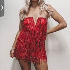 Never Been Worn - Did Not Come With A Tag. Originally Purchased For The Eras Tour And Missed The Return Deadline. Fringe Short Dress, Red Eras Tour Outfit, Mini Sequin Dress, Festival Fits, Cute Homecoming Dresses, Rodeo Queen, Short Fringe, Amazing Lace, Country Concert