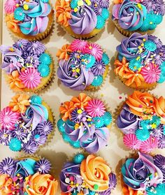 cupcakes decorated with colorful icing are displayed on the instagram page for instagram