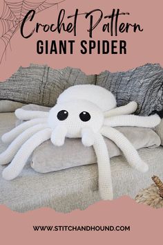 A crocheted spider plushy decoration for Halloween