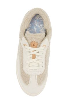 Plush shearling and supple suede form a playful patchwork of textures on this chunky retro sneaker bolstered with cozy cushioning. Removable, cushioned insole with arch support Leather, genuine-shearling (Vietnam) and synthetic upper/textile lining/rubber sole Imported Cream Low-top Winter Sneakers, Casual Cream Sneakers For Winter, Casual Winter Sneakers With Shearling, Casual Shearling Winter Sneakers, Casual Winter Shearling Sneakers, Retro Sneakers, Arch Support, Womens Sneakers, Rubber Sole