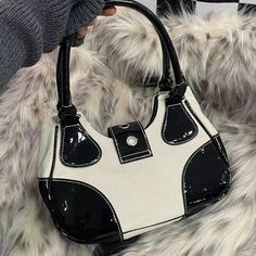 White Goth Y2k Bag Y2k Handbag, Jeans Patchwork, Trendy Scarves, White Goth, Patent Leather Handbags, Fashion Star, Star Chain, Vintage Inspired Outfits, Chic Handbags