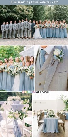 blue wedding color palettes for the bridesmaid, groomsmid and guests