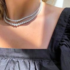 When was the last time you got yourself some jewelry? 🤔 Spoil yourself with our 18k White Gold Filled Graduated Tennis Necklace featuring round lab-created diamonds. Simple yet stunning, it adds a touch of sophistication to any outfit. 💎✨ #uniquefashionjewelryboutique #jewelryshop #jewelryaddict #finejewelry #diamondnecklace Layering Diamond Necklaces, Unique Fashion Jewelry, Silver Diamond Necklace, Party Business, Business Event, Neck Chain, Tennis Necklace, Lab Created Diamonds, Moissanite Diamonds