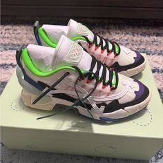 Brand New 100% Authentic Guaranteed Off-White Odsy 2000 Colorblock Sneakers Designer White Lace-up Sneakers, Designer Custom White Sneakers With Translucent Outsole, Off White Presto, Colorblock Sneakers, Jordan 1 Off White, Off White Converse, Office Sneakers, Converse Chuck Taylor White, Jordan Ones