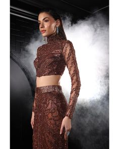 Copper Mermaid Lehenga Set | Copper Lehenga Set | Bora Honey's – B Anu Designs Glamorous Fitted Embellished Sets, Glamorous Lehenga For Festive Gala, Glamorous Lehenga For Gala Festivities, Glamorous Sequined Evening Sets, Glamorous Embellished Sets For Party Season, Glamorous Embellished Sets For Party, Glamorous Embellished Lehenga For Party, Sequin Sets For Gala Festive Season, Glamorous Fitted Hand Embellished Lehenga