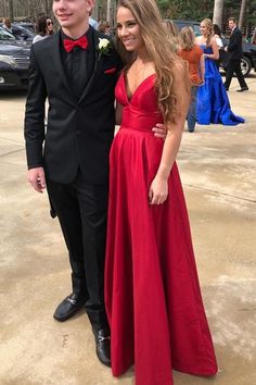 Check out this great offer I got! #shopping Red V-neck Evening Dress For Banquet, Red A-line Evening Dress For Prom Season, V-neck Gown For Red Carpet And Prom Season, Red A-line Dress For Prom Season, Red Fitted A-line Gown, Red A-line Evening Dress With Sweep Train, Red A-line Maxi Dress For Prom, Red A-line Evening Dress With Fitted Bodice, Red Full Length Maxi Dress For Banquet