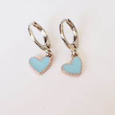 Beautiful Turquoise Heart Earrings Condition: New Material: Gold Plated Blue Heart Earrings For Gift, Trendy Blue Sterling Silver Earrings, Trendy Nickel-free Blue Hoop Earrings, Cute Blue Jewelry With Heart Charm, Trendy Turquoise Hoop Earrings As Gift, Trendy Blue Heart Earrings For Gift, Blue Heart-shaped Earrings For Valentine's Day, Cute Blue Jewelry For Valentine's Day, Valentine's Day Blue Heart Earrings