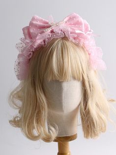 Elevate your kawaii fashion with our Bead Details Pink Sweet Big Bow Ruffled KC. This adorable headpiece features a large, statement pink bow adorned with delicate bead details. The ruffles give it a whimsical, playful look. Cute Party Headband For Spring, Cute Spring Party Headband, Cute Summer Party Headband, Cute Spring Party Hair Accessories, Cute Spring Hair Accessories For Parties, Pink Hair Bow Accessories For Spring, Spring Pink Hair Accessories With Bow, Kawaii Party Hair Accessories Headband, Whimsical Pink Headband For Party